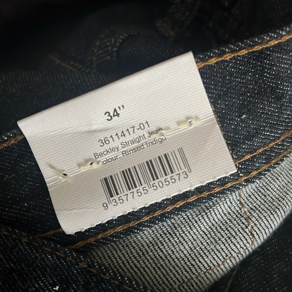 NWT Cotton On Beckley Straight Leg Jeans, Rinsed Indigo, Size 34 New w/Tag - Picture 6 of 9